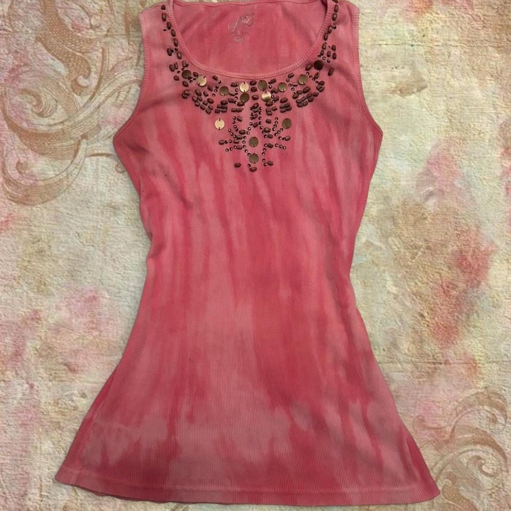 Embellished Pink Sleeveless Top